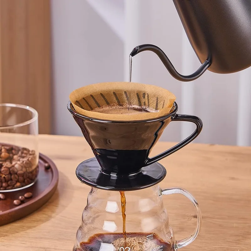 Cuisine Art Cuisine Art Pour-over Coffee Filter Cup Filter Cup Ceramic Spiral Vintage Kiln Conical Drip Filter Cup Filter Cup,Ceramic Pour Over Coffee Dripper,Easy Manual Brew Maker,Ceramic Coffee Dripper(Black)